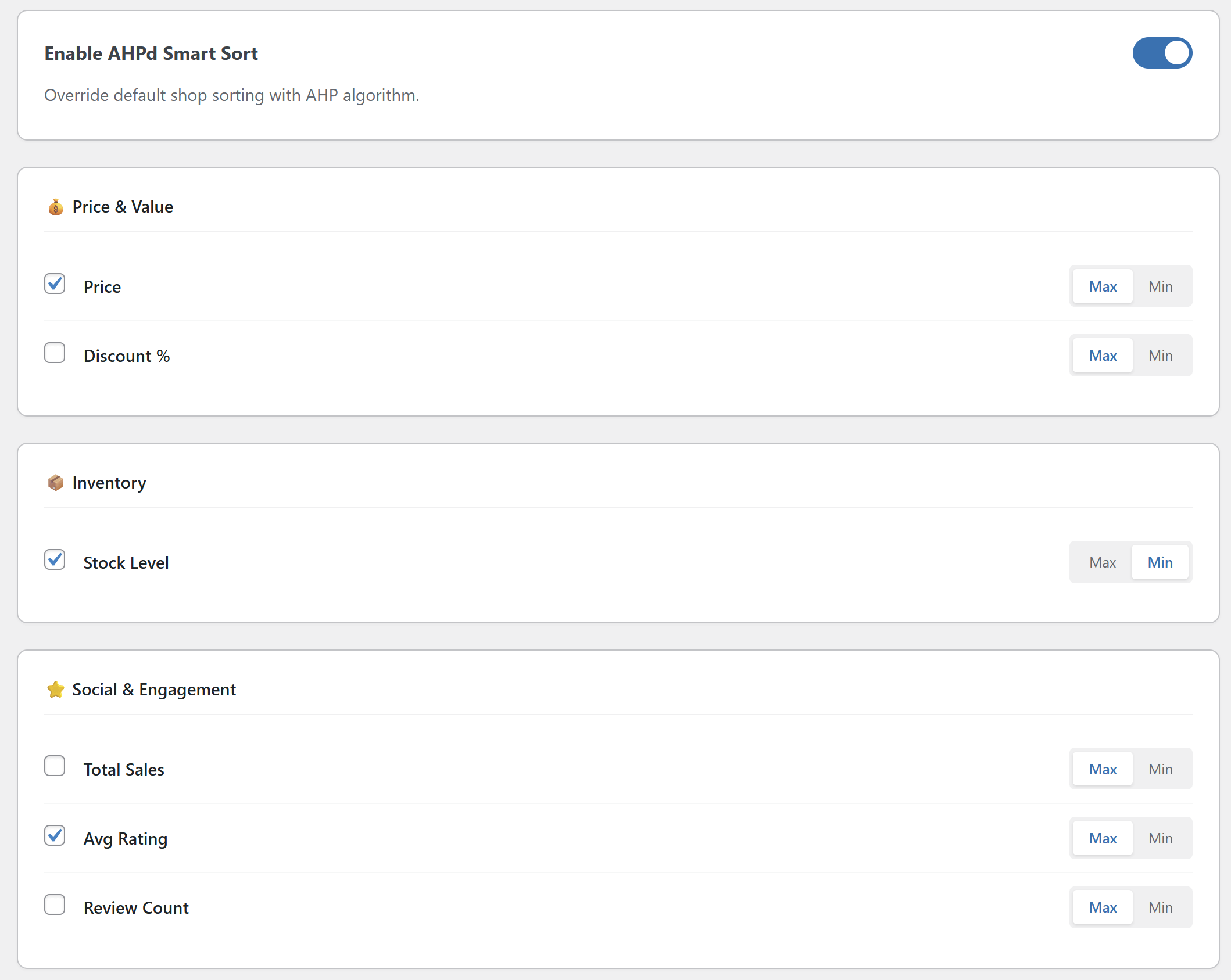 The WooCommerce plugin, AHPd, is capable of processing thousands of products per second, combining various distinct criteria. It instantly generates an optimized ranking for product display.